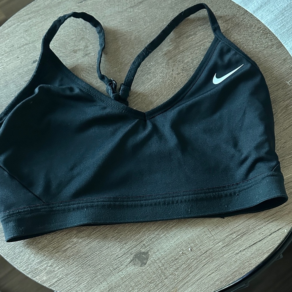 Nike Women's Black Sports Bra with White Logo